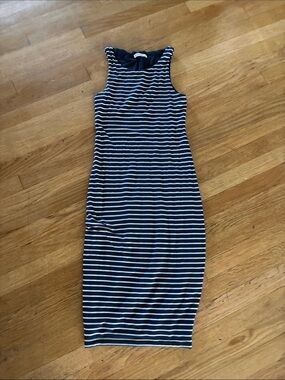 Marine Layer Navy and White Striped Midi Tank Dress
